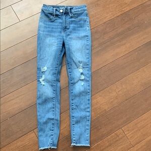 Girls Blue Distressed Jeggings